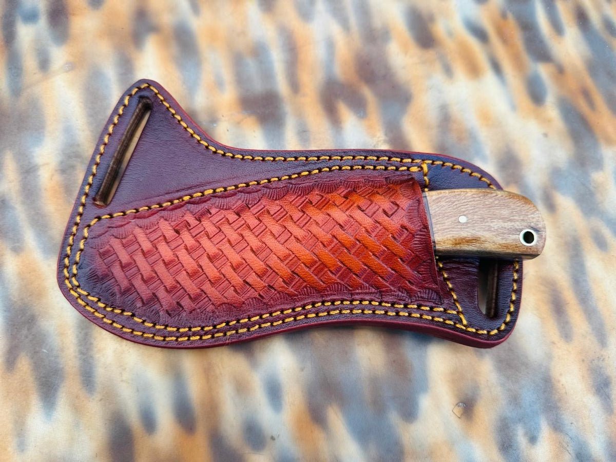 3.5" D2 Steel Western Knife – Lacewood & Turquoise Handle
