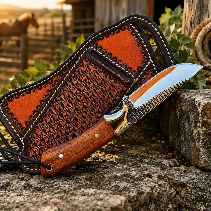 Buckaroo Knife Rasp Steel with Rosewood Handle