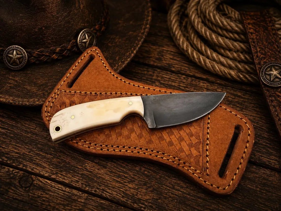 Skinning Knife – 3.25" Acid Washed D2 Steel Blade with Bone Handle