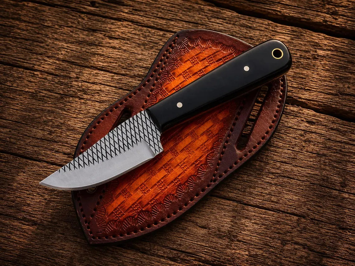 2.75" Knife for cowboy Horseback Riding Gear in Buffalo Horn Handle