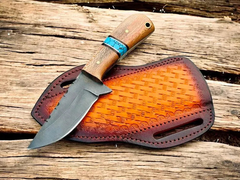 3.5" D2 Steel Western Knife – Lacewood & Turquoise Handle