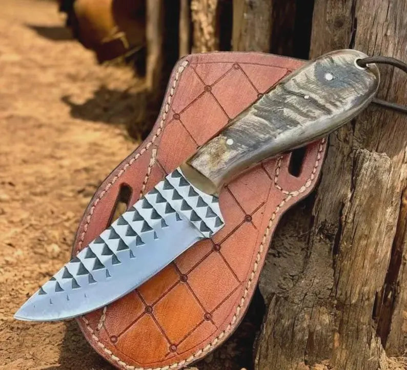 Cowboy Bush Knife 3.6” Rasp Steel Blade with Ram horn Handle