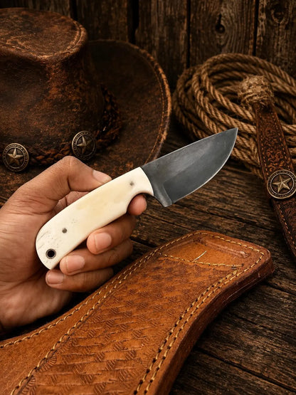 Skinning Knife – 3.25" Acid Washed D2 Steel Blade with Bone Handle