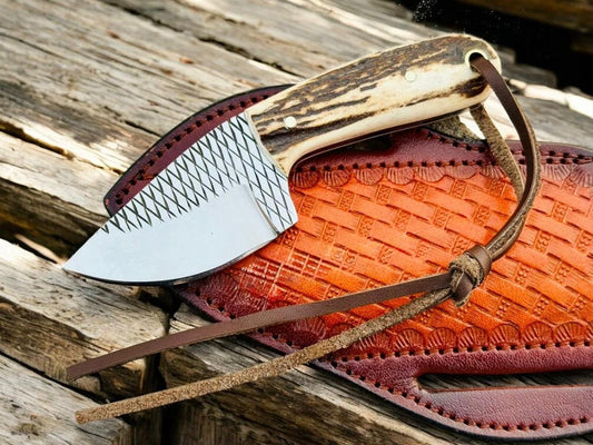 Small Everyday Carry Knife – 5.2" Overall, 2.5" Rasp Steel Blade & Sheath