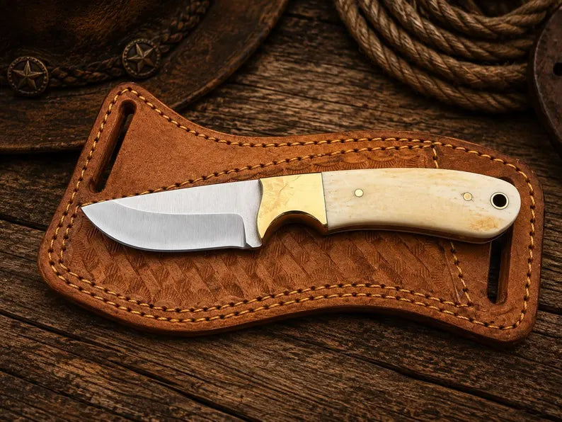 western knife and sheath – Handmade 7" D2 Steel Knife with Bone Handle